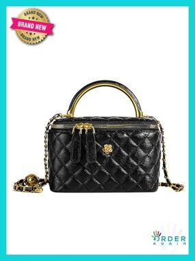 Mini Quilted Square Box Bag Crossbody with Metal Chain Strap